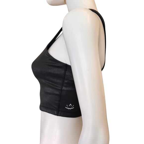 New BEYOND YOGA Women's Black Shine Heather Rib Glow On Cropped Tank Top Size XS - Picture 6 of 10